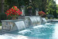 Designing a swimming pool with a waterfall and spa features