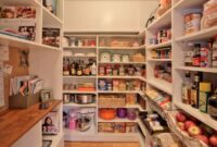 Luxury kitchen design with open shelving and pantry